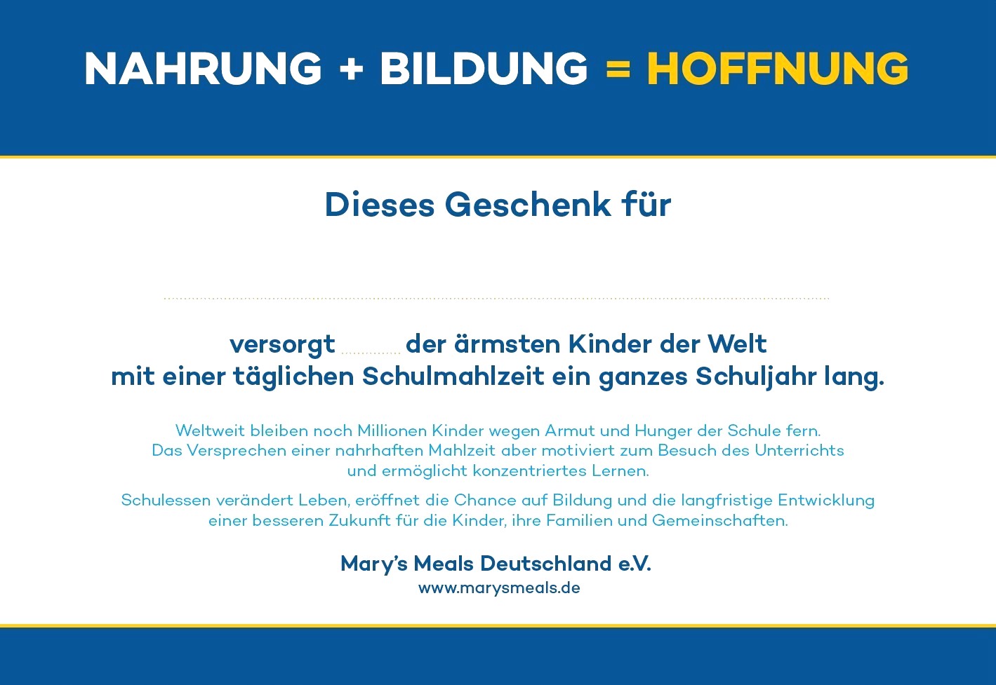 Geschenkkarte Rückseite