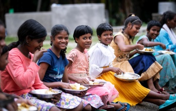 Girls enjoying their lunch