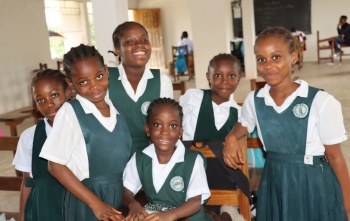 Georgina with her friends (Liberia)