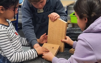 Schüler bauen Nistkästen 