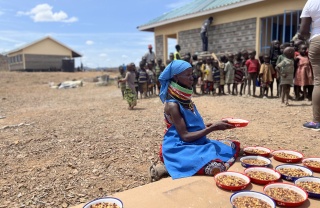 Volunteers serving Mary's Meals in Kenya