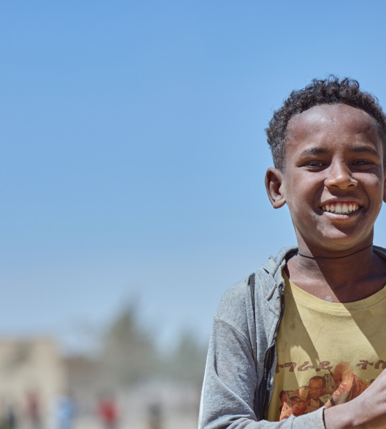 Boy in school in Ethiopia