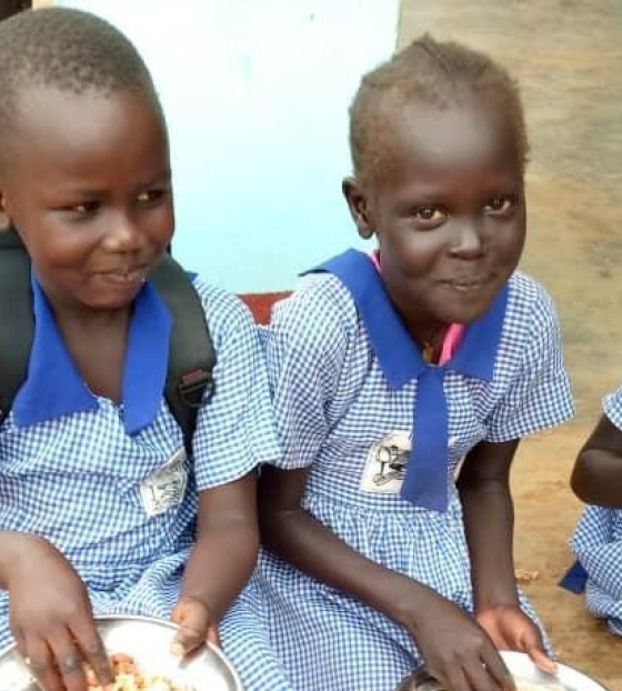 Children eating Mary's Meals in South Sudan