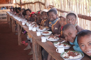 Children eating Mary's Meals in Madagascar