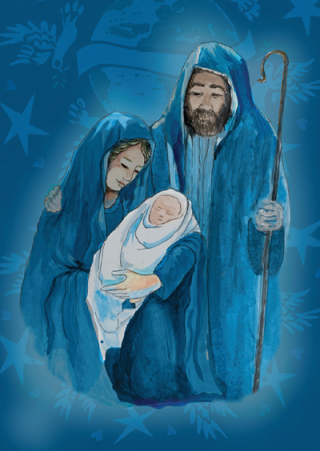 Weihnachtskarte - Heilige Familie